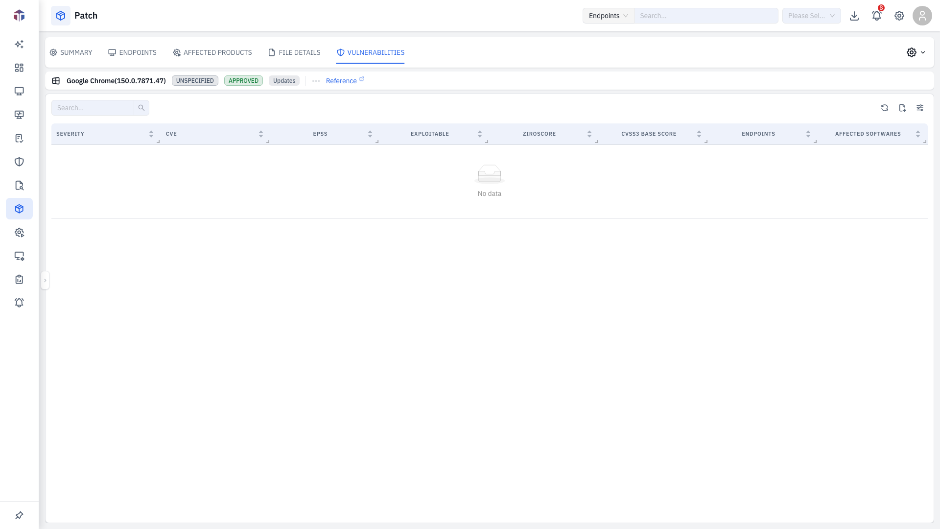 The patch detail Vulnerabilities tab