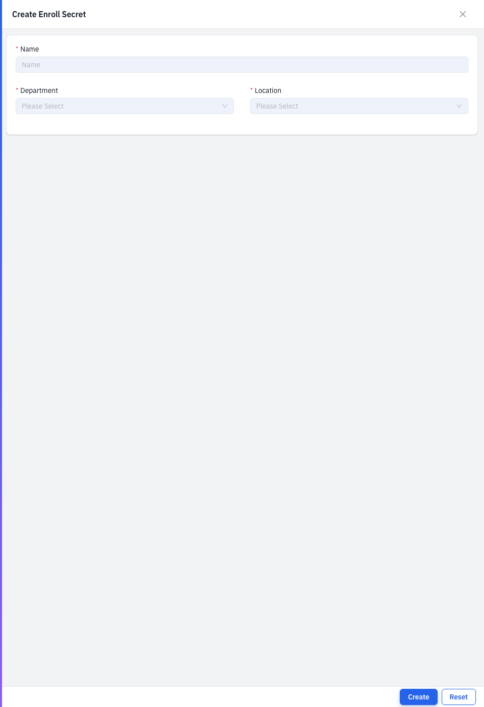 Create Enroll Secret form