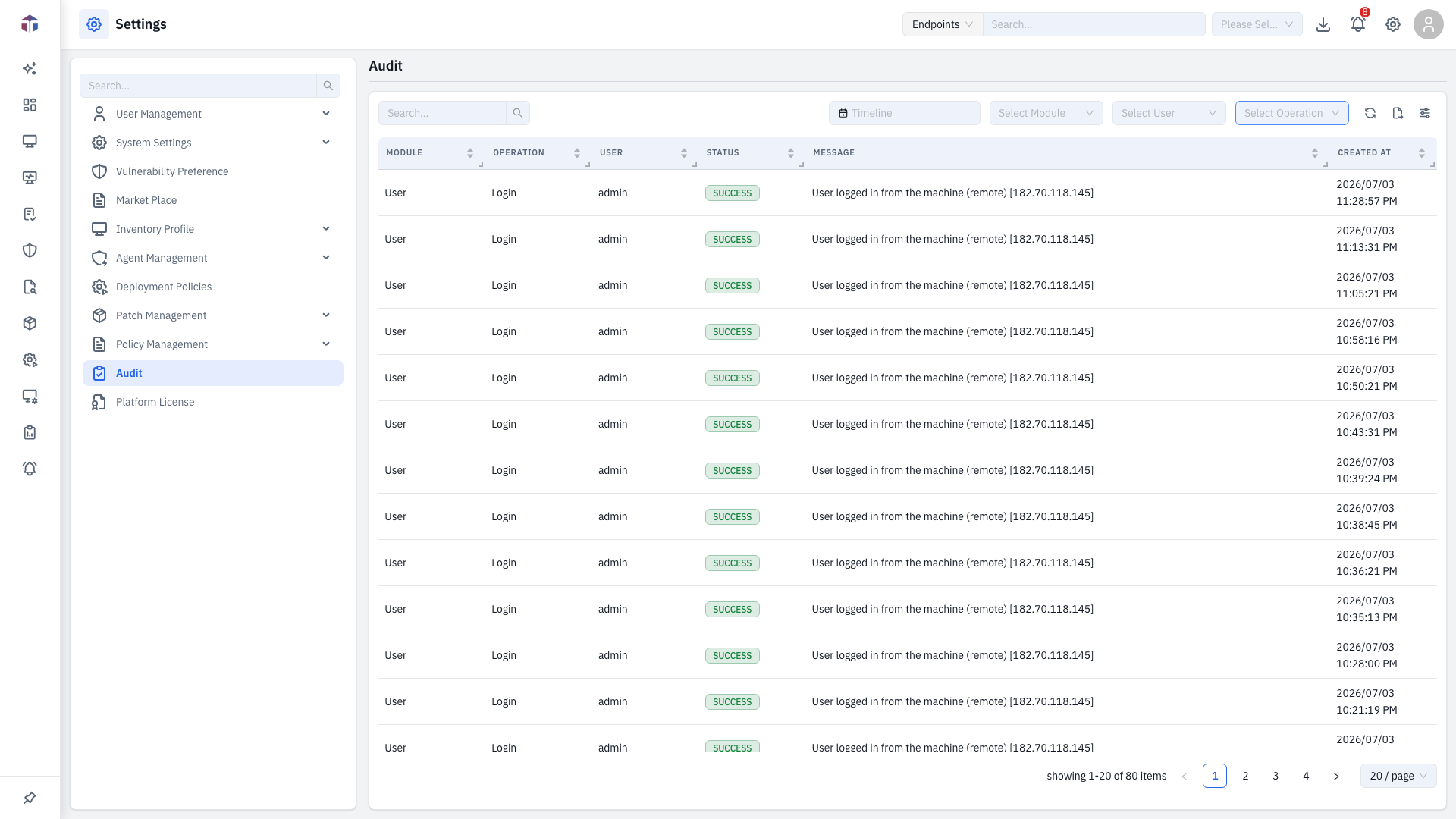 Audit log