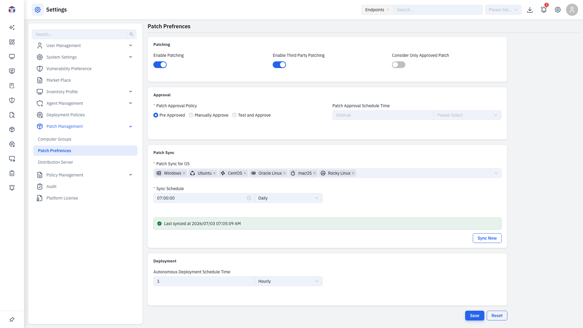 Patch Preferences form