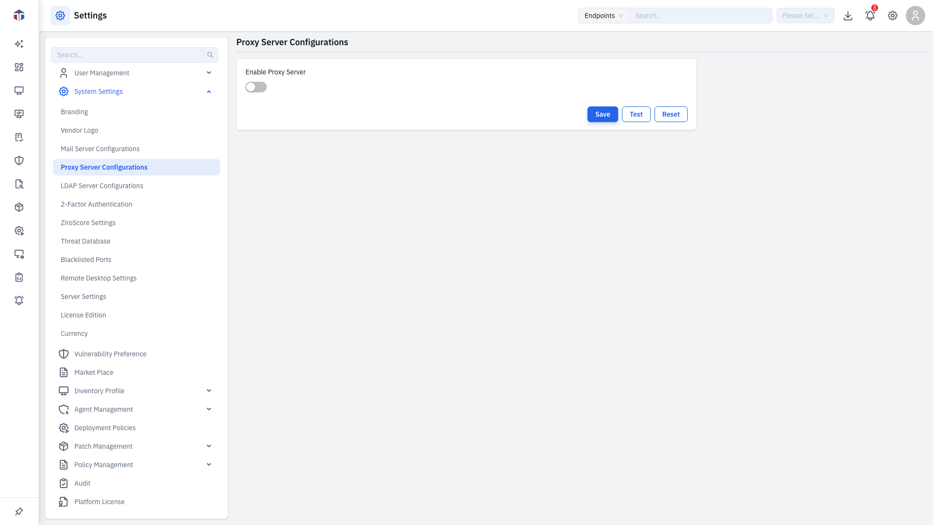 Proxy Server Configurations form with proxy enabled