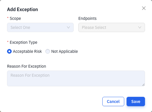The Add Exception dialog